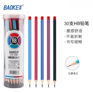 宝克（BAOKE）PL1684 学生三角杆原木学姿铅笔素描绘画笔彩色杆 30支HB （计价单位：筒）