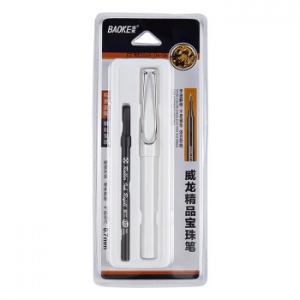 宝克（BAOKE）1+1PM154A 碳素宝珠笔 0.7mm 会议办公中性笔 配笔芯套装 白色 （计价单位：卡）