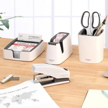 齐心 ED321 桌面文具套装（笔筒、便签盒、胶带座、剪刀、订书机） 白色