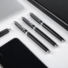 宝克（BAOKE）PC113 钢笔/墨水笔/金属商务签字笔 0.5mm暗尖 哑光黑色