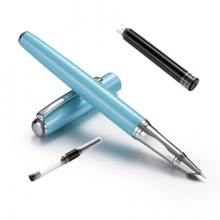 齐心 FP003 悦写学生金属钢笔（1笔+1墨囊） EF暗尖 蓝色 （计价单位：套）