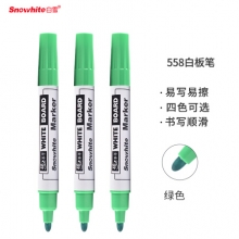 白雪(snowhite)单头绿色白板笔可擦易擦办公记号笔会议笔 10支/盒WB-558 （计价单位：支）