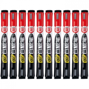 金万年 G-0614  双头双色磁性笔盖带板擦白板笔-黑+红 10支装