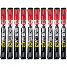 金万年 G-0614  双头双色磁性笔盖带板擦白板笔-黑+红 10支装