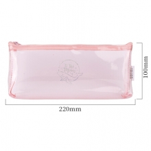 得力（deli） 66814 透明学生笔袋 简约防水铅笔盒 可放20CM直尺文具盒女 粉色
