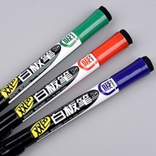 金万年 G-0614  双头双色磁性笔盖带板擦白板笔-黑+绿 10支装