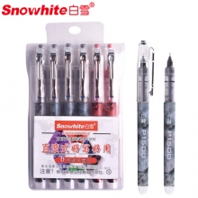 白雪(snowhite)P1500 6支/套 直液式速干走珠笔中性笔 4黑2红 （计价单位：套）