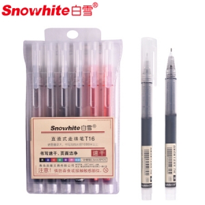白雪(snowhite)T16 彩色速干直液式走珠笔中性笔 4黑2红 6支/套 （计价单位：套）