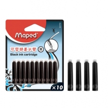 马培德 Maped 可替换钢笔墨囊墨水管墨胆 10管装 黑色 221710CH