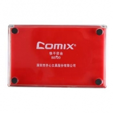 齐心（COMIX）B3720大号红色快干清洁长方形印台138*80MM透明外壳