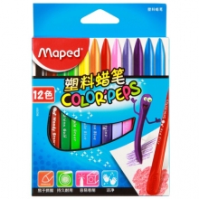 马培德（Maped）CH862001 可卷削两头用色塑料蜡笔12色彩盒装
