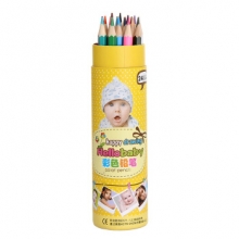 金万年  G-2602  (24色)  可爱娃娃彩色铅笔圆纸桶装24色木杆铅笔-多颜