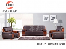 华都 HD8S-09 实木皮质组合沙发