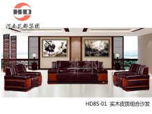 华都 HD8S-01 实木皮质组合沙发