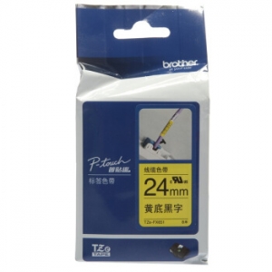 兄弟（brother）TZe-FX651 黄底/黑字(线缆标签）24mm不干胶打印纸标签色带
