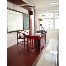 荣青 RQ-XH07带屏实木教师书法桌太师椅套装(两头翘直腿带屏）