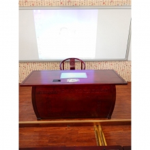 荣青 RQ-XH18带屏实木教师书法桌太师椅套装(平面高配屏弯腿）