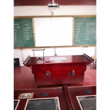 荣青 RQ-XH09带屏实木教师书法桌太师椅套装(两头翘直腿高配屏）