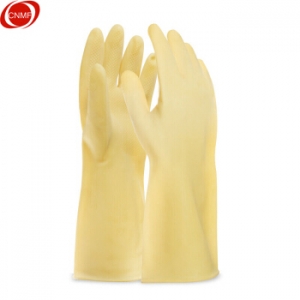 谋福CNMF 8570耐酸碱工业乳胶橡胶手套 加厚牛筋  乳胶原色（4A乳胶手套）大号