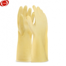 谋福CNMF 8570耐酸碱工业乳胶橡胶手套 加厚牛筋  乳胶原色（4A乳胶手套）大号