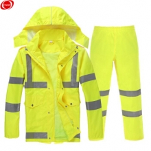 谋福 8010系列 荧光黄反光雨衣 分体雨衣雨裤套装 （荧光黄分体款 3XL180）