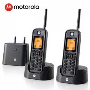 摩托罗拉(Motorola) O202C 远距离数字无绳电话机 无线座机 子母机套装（黑色）