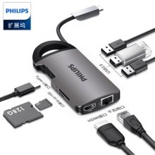 飞利浦  SWR1606A/93 Type-C扩展坞 USB-C转HDMI华为苹果电脑转换器Macbook转接头 手机笔记本USB分线器带网口拓展坞