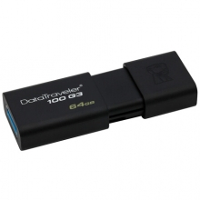 金士顿（Kingston）64GB USB3.0 U盘 DT100G3 黑色 滑盖设计