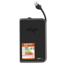 爱国者（aigo）HD806 1TB USB3.0 移动硬盘黑色 机线一体 抗震防摔
