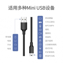 绿联（UGREEN）USB2.0转Mini USB数据线 平板移动硬盘行车记录仪数码相机摄像机T型口充电连接线 1.5米 10385