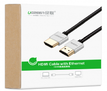 绿联 HD104 转接线 HDMI2.0 银黑色高清线 2米 30478