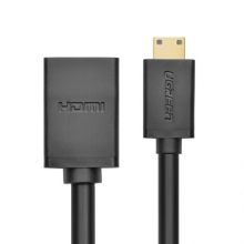 绿联（UGREEN）Mini HDMI转标准HDMI转接线 公对母高清数据转换头 平板相机连接电脑电视投影仪显示器黑20137 20cm