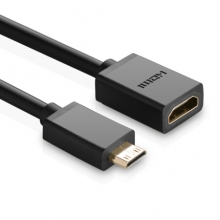 绿联（UGREEN）Mini HDMI转标准HDMI转接线 公对母高清数据转换头 平板相机连接电脑电视投影仪显示器黑20137 20cm