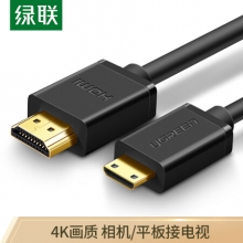 绿联（UGREEN）Mini HDMI转HDMI转接线 4K迷你高清线 平板笔记本电脑相机连接显示器电视转换头1.5米黑 11167 HD108