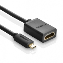 绿联（UGREEN）Micro HDMI转标准HDMI转接线 公对母高清微型HDMI转换头 平板相机连电脑电视显示器黑20134 20cm