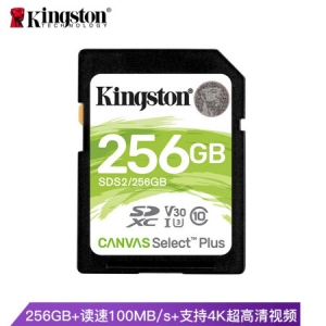 金士顿（Kingston）256GB 读速100MB/s U3 V30 内存卡 SD 存储卡高速升级版 写速85MB/s