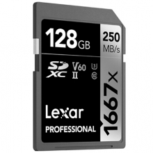 雷克沙（Lexar）128GB 高速SD存储卡U3 V60内存卡读250MB/s 写120MB/s