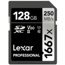 雷克沙（Lexar）128GB 高速SD存储卡U3 V60内存卡读250MB/s 写120MB/s