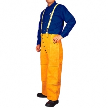 威特仕 44-2600 耐磨抗火隔热金黄色皮吊带裤 烧焊 焊接防护工作裤 XL码