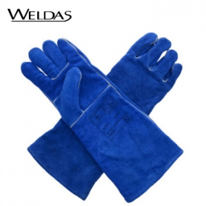 威特仕 10-2054 彩蓝色长袖款电焊烧焊手套加长袖筒46cm防火耐磨隔热 XL