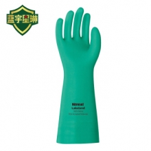 雷克兰 Lakeland EN15F 丁腈橡胶手套耐酸碱手套劳保工业化学防护 绿色 9码