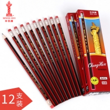 中华 6151 红杆带橡皮铅笔 HB 上海 12支/盒