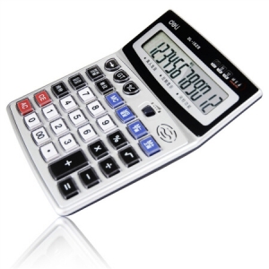 得力(deli)水晶按键12位记忆储存语音计算器 大屏音乐闹钟语音计算机 银灰1529