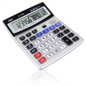 得力(deli)水晶按键12位记忆储存语音计算器 大屏音乐闹钟语音计算机 银灰1529