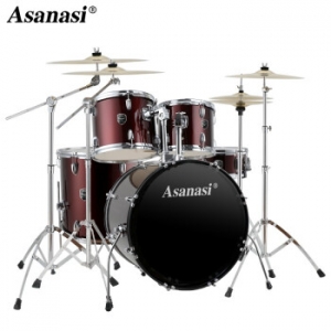 阿萨娜丝（Asanasi）架子鼓 成年人儿童爵士鼓初学入门考级专业演奏打击乐器鼓 Q900酒红色五鼓四镲