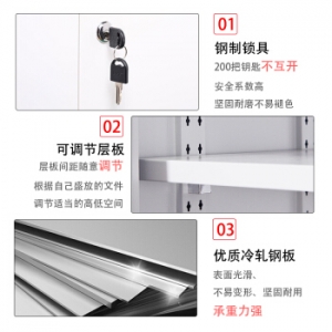 中伟文件柜铁皮柜办公柜钢制资料储物档案凭证上下铁门中二斗柜