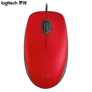 罗技（Logitech）M110 鼠标 有线静音鼠标 红色