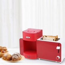 乐扣LOCK&LOCK   EJB327RED  家用二合一早餐机多士炉咖啡机 红色